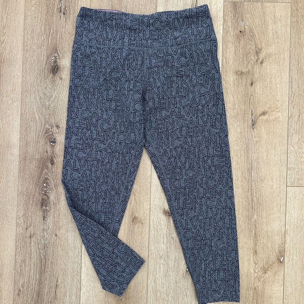 Calvin Klein gray logo crop leggings L